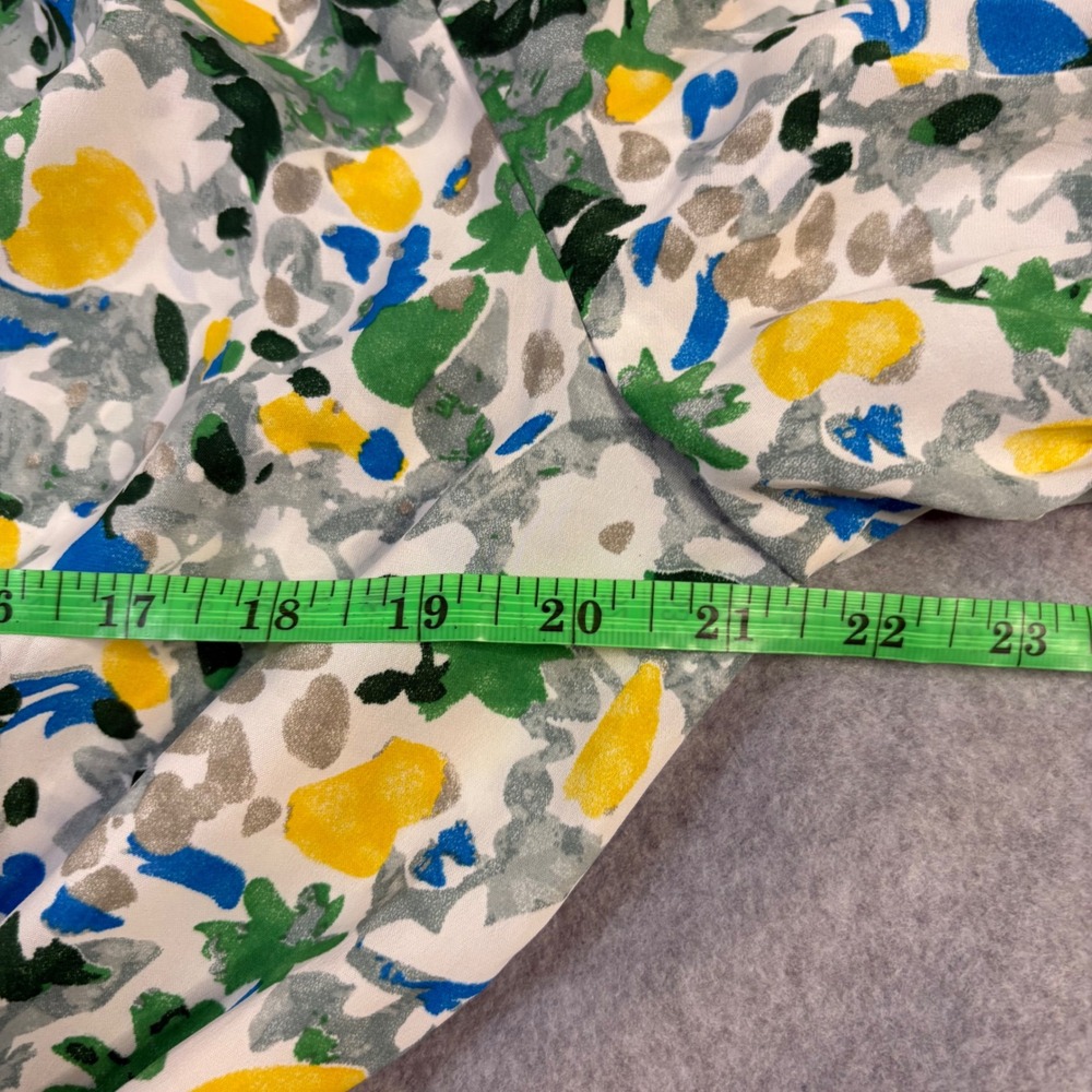 Entro Floral Smocked Waist Mini Dress Yellow Green Blue Abstract D20352 Large - Picture 12 of 12